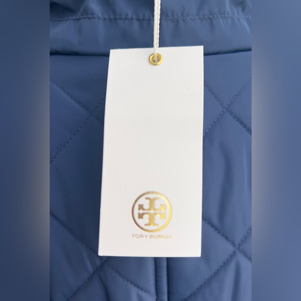 Tory Burch Navy Quilted Jacket Large NWT 74781 - Picture 10 of 12